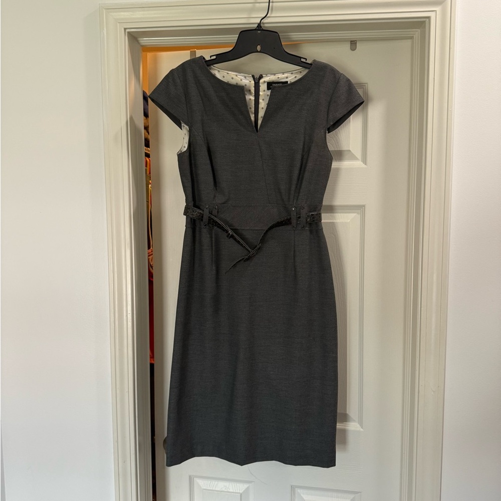 Tahari ASL Charcoal Cap Sleeve Midi Dress